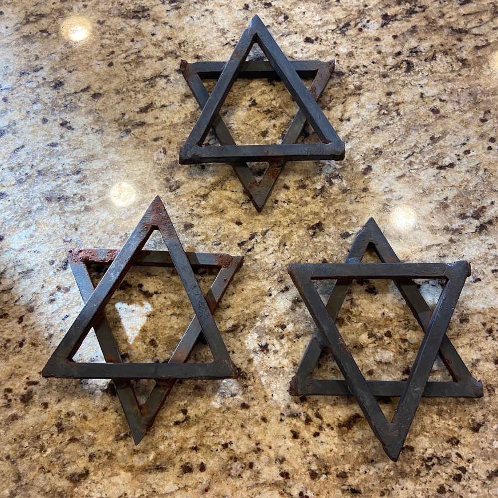 3 Artisan made Iron Star of David